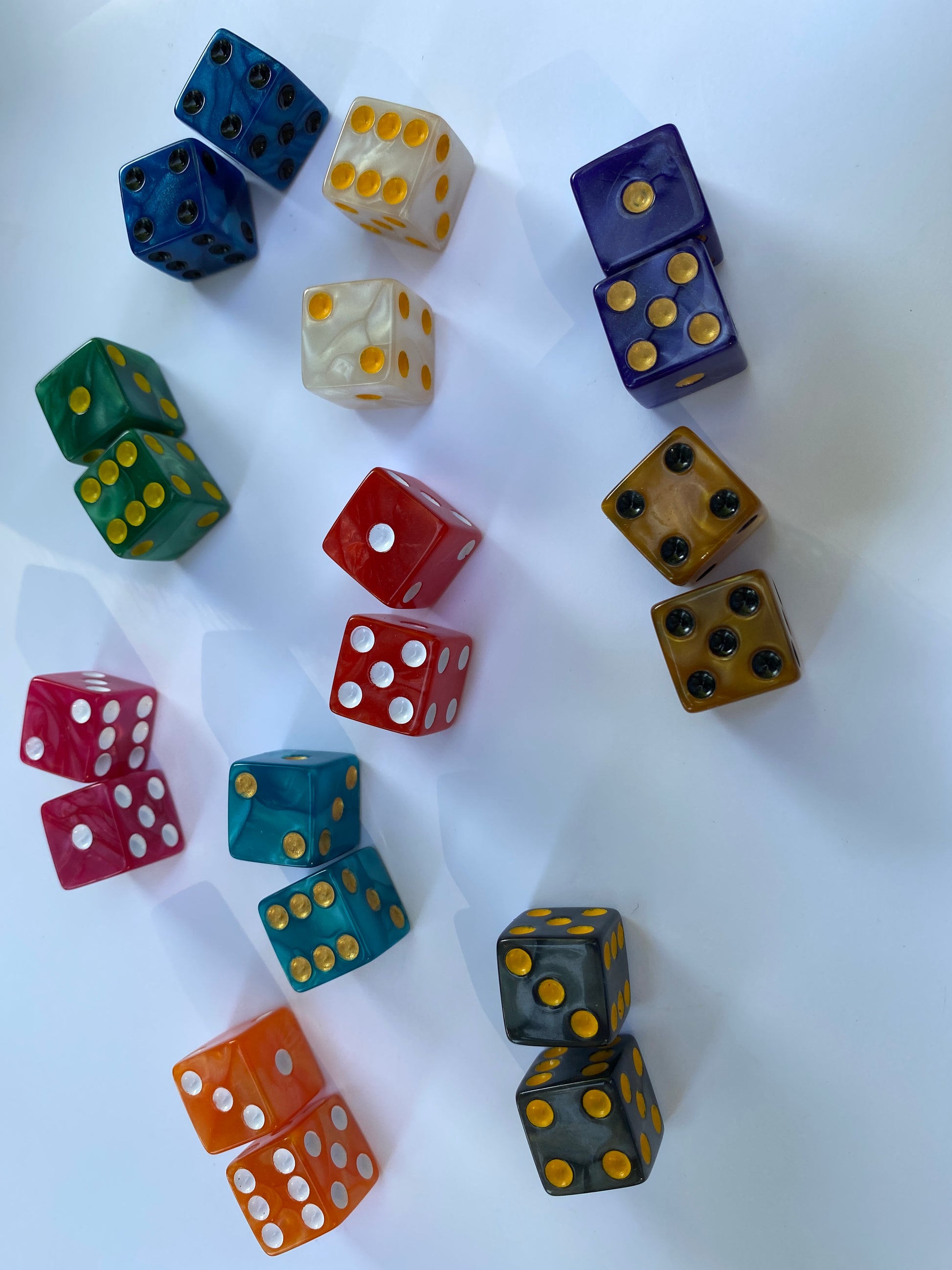 10 sets of dice - pearlized standard size, square edge image 0