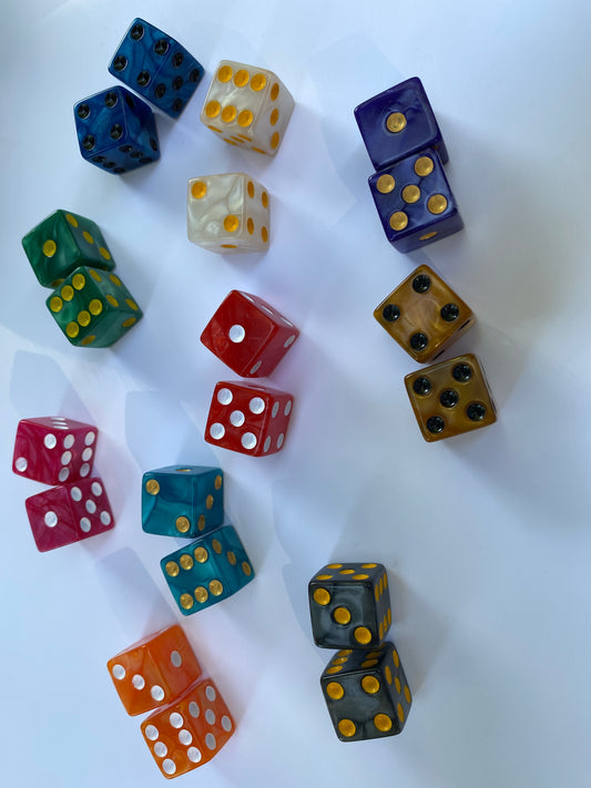 10 sets of dice - pearlized standard size, square edge image 0